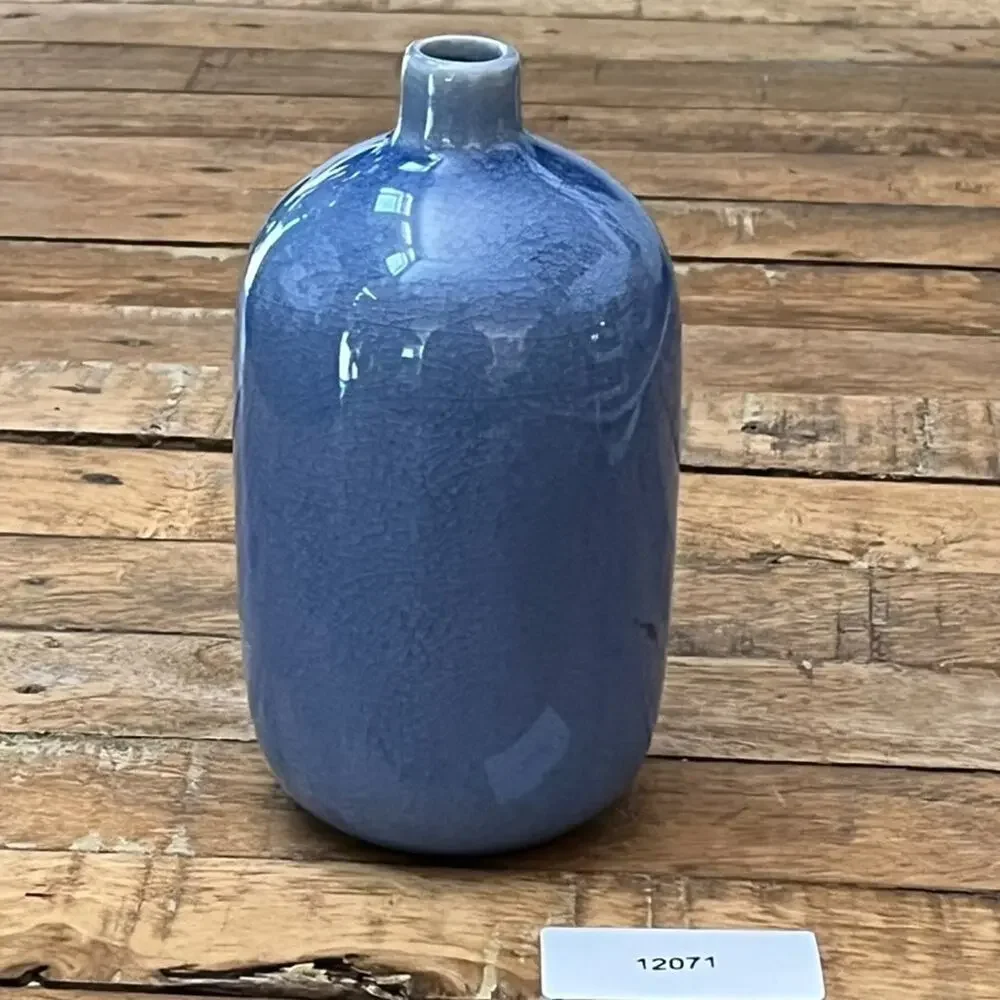 Crate & Barrel Blue Perry Vase Small 6.5” Jug Minimalist Decor
